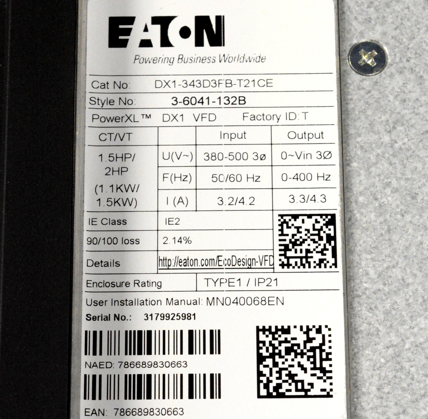 Features - Rating Plate