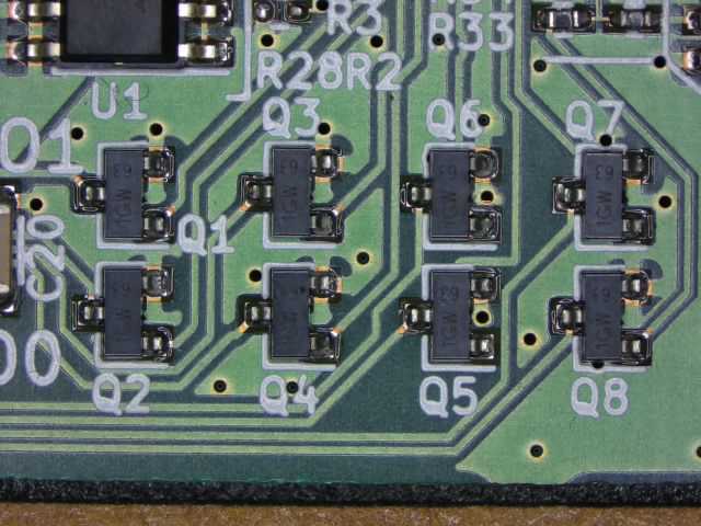 PCB showing solder joints
