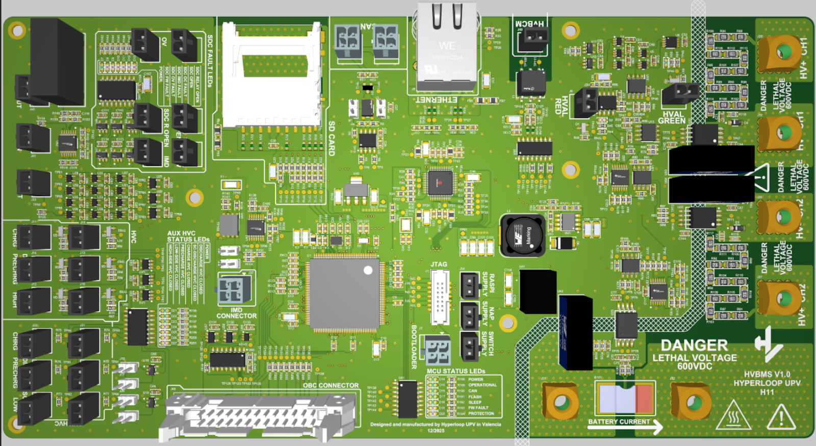 HV-BMS motherboard: High Voltage Battery Management System