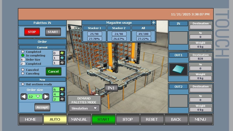 Main panel on Siemens HMI from engineer thesis