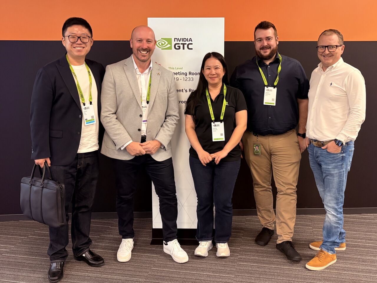 An image of Richard Curtin at the GTC with the NVIDIA team