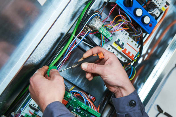 Panel of wiring, connectors and other electrical hardware