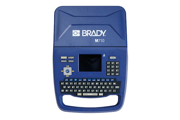 Blauwe labelprinter van Brady.