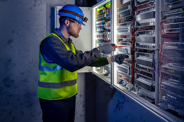 Image of a man with a control panel