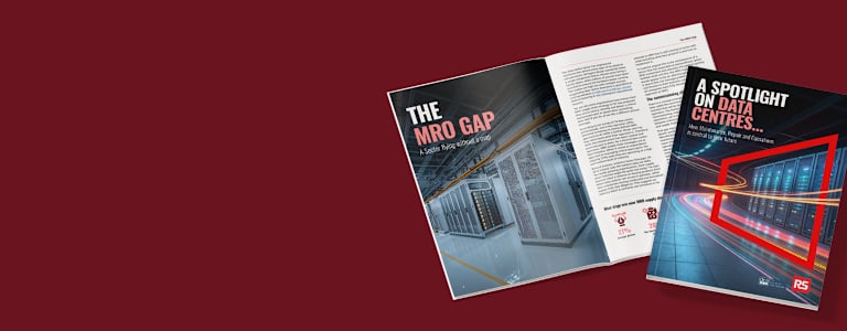 Image of front cover of the Data centres white paper and internal pages titled 'The MRO Gap'
