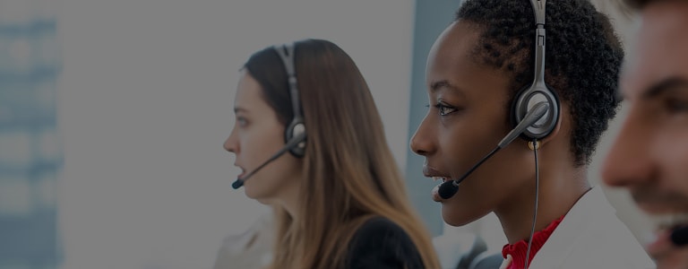 Call centre employees with headset