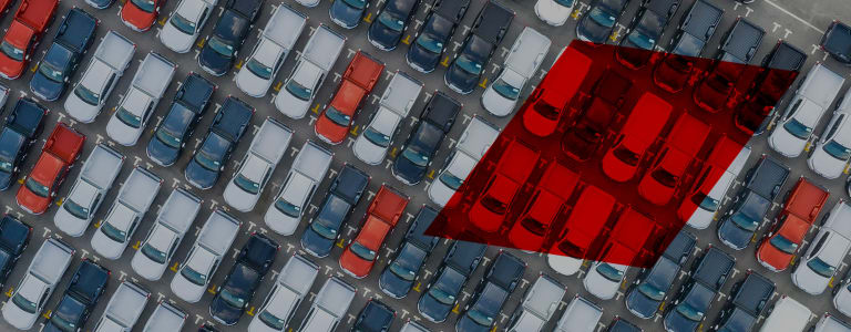 Rows of cars parked up