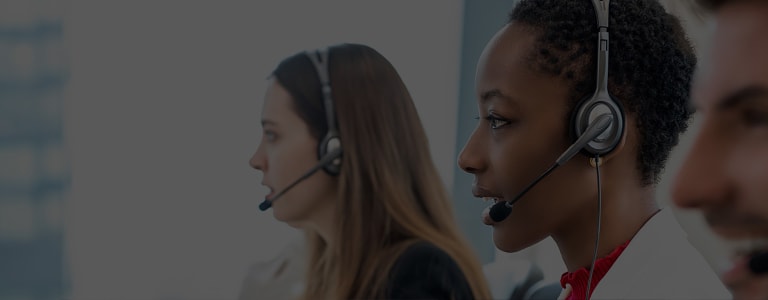 Call centre employees with headset