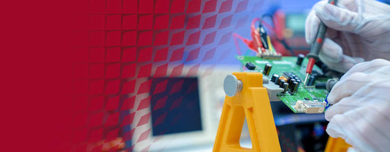 person testing electronic components
