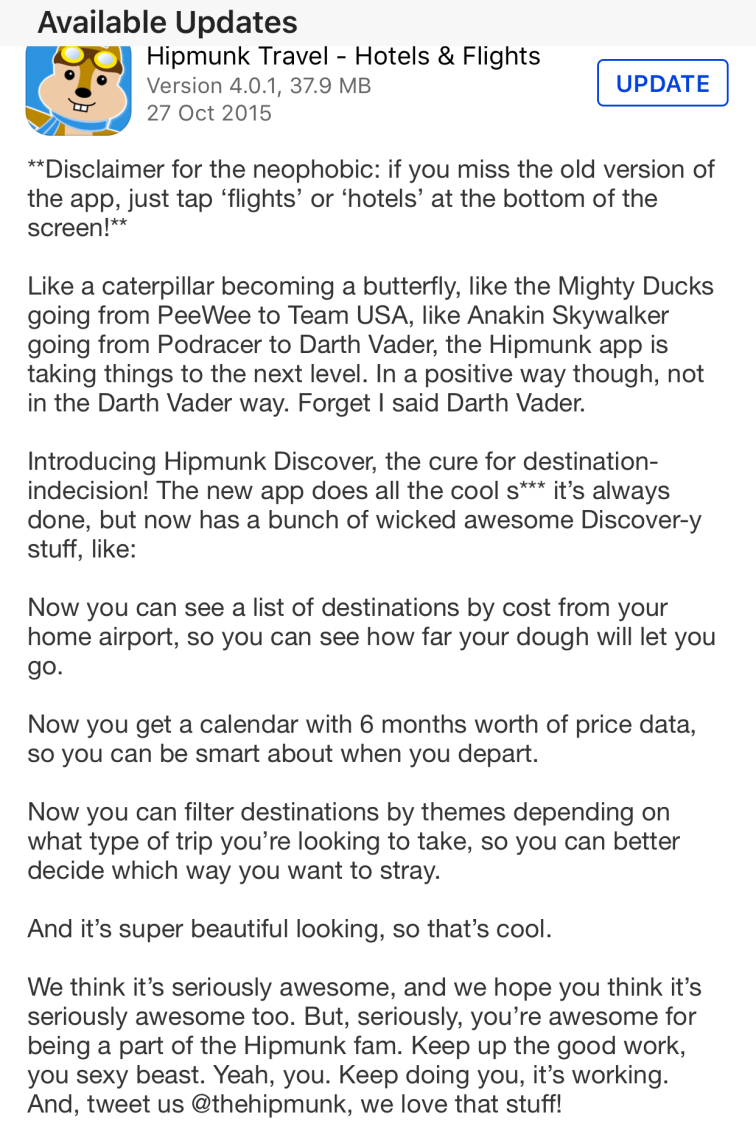 Hipmunk Update