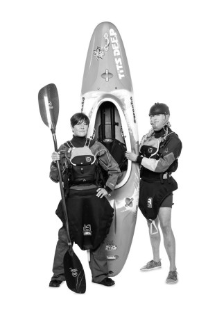 Kayaking roommates Nicole Mansfield and Katrina Van Wijk