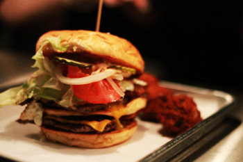 The massive "Big Tilt" burger, flagship of Tilt's line of monstrous offerings.