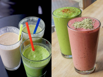 Smoothies from Prasad and Nirvana Cafe.