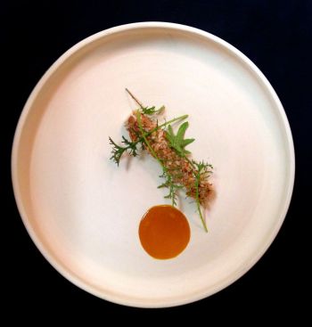 Nomad's Mushroom custard, with mushroom, olive and uni sauce