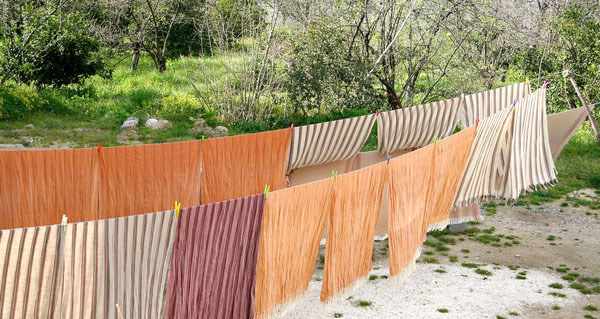 Turkish towels hanging on the line
