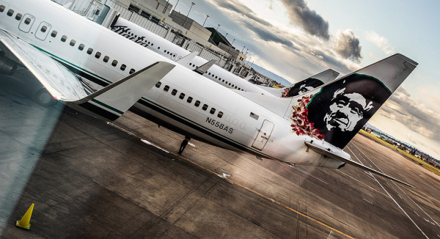 Alaska Airlines planes at PDX