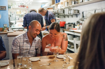Magnifying glasses reveal the little details at the "Din Din Mini" feast
