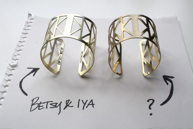 Betsy & Iya's cuff on left, unknown knockoff on right.