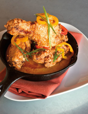 Bistro Marquee’s “bone-in crispy fried chicken pieces”