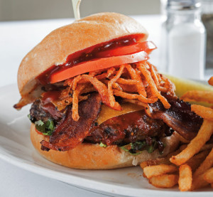 The Stockpot Broiler’s barbecue bacon cheddar burger (at Redtail Golf Center)