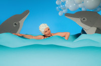Isabella Rossellini with Dolphins