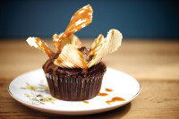 Chocolate Caramel Potato Chip Cupcake