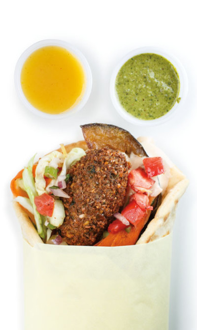 Falafel with mango pickle purée and zhug at ChickPeaDX