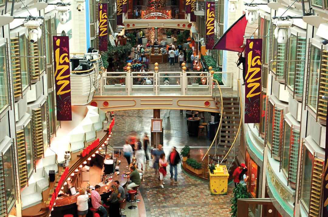 Shopping in the Royal Promenade of a Cruise Ship. Editorial Stock