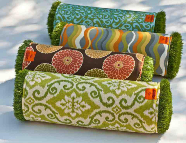 Firmly Planted grassy bolster pillow