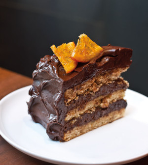 Trifecta's chocolate walnut orange cake