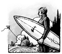 surfer kite illustration