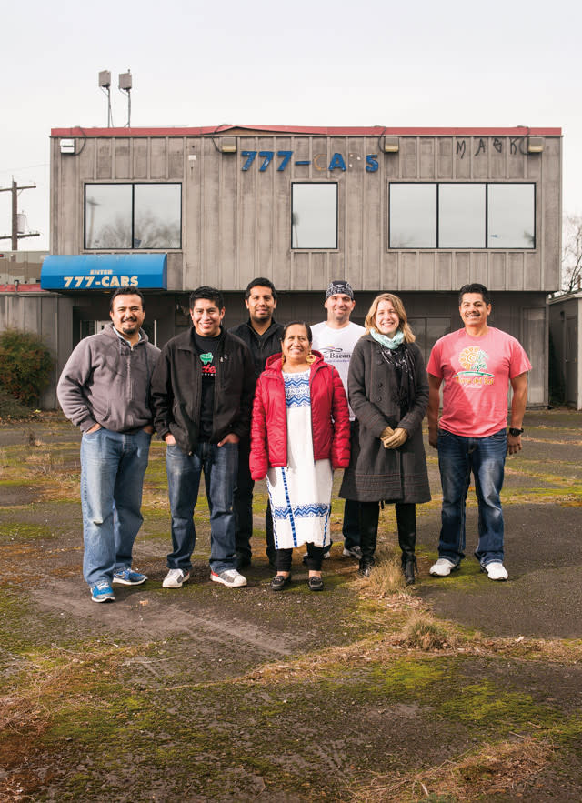 From left: Mercado collaborators Meliton Martinez, Guadencio Felipe, Jorge Fernando Guzman, Paula Asunción, Andres Felipe Perez, Caitlin Burke, and Juan Vázquez Silva