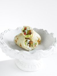 eats falafel