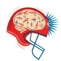 football helmet concussion illustration