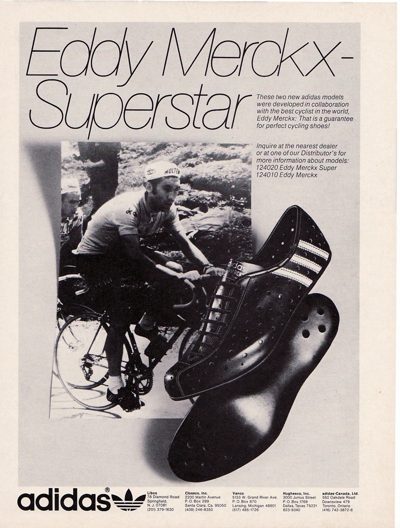 艾迪.莫克斯(Eddy Merckx)與Adidas合作開發的車鞋