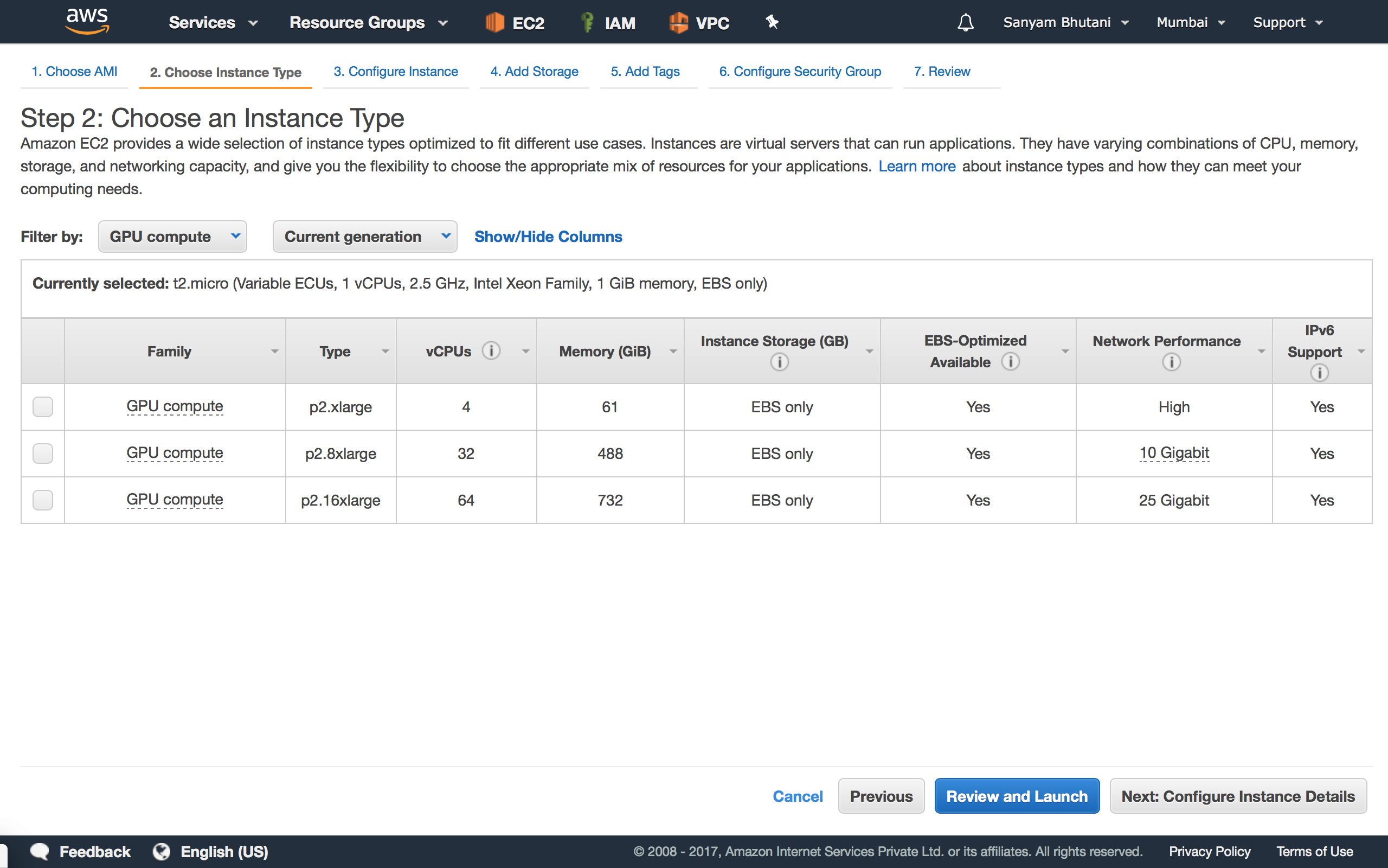 Select Instance Type