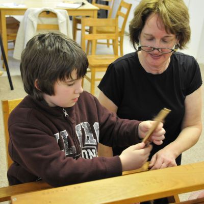 Joseph weaving with Sarah