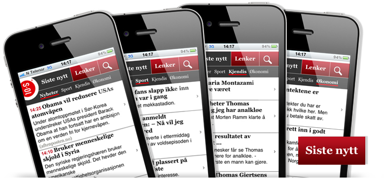 Under fanen «siste nytt» har vi samlet de 100 siste artiklene som er produsert av Norges største nettsteder innenfor nyheter, sport, økonomi og kjendis.