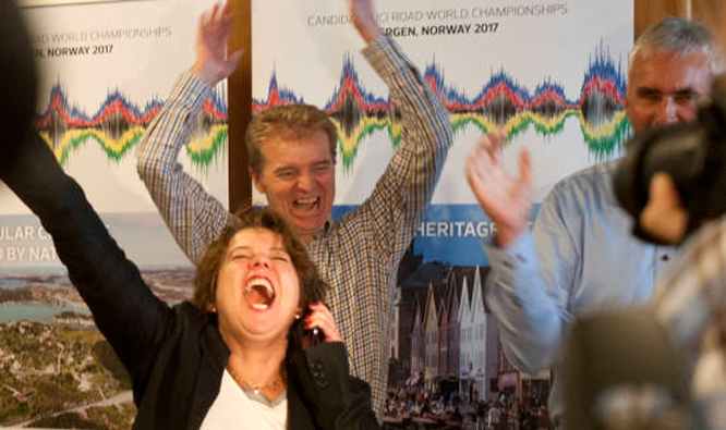 Bergen og Norge kunne juble for sykkel-VM 2017. (Foto: TV 2)