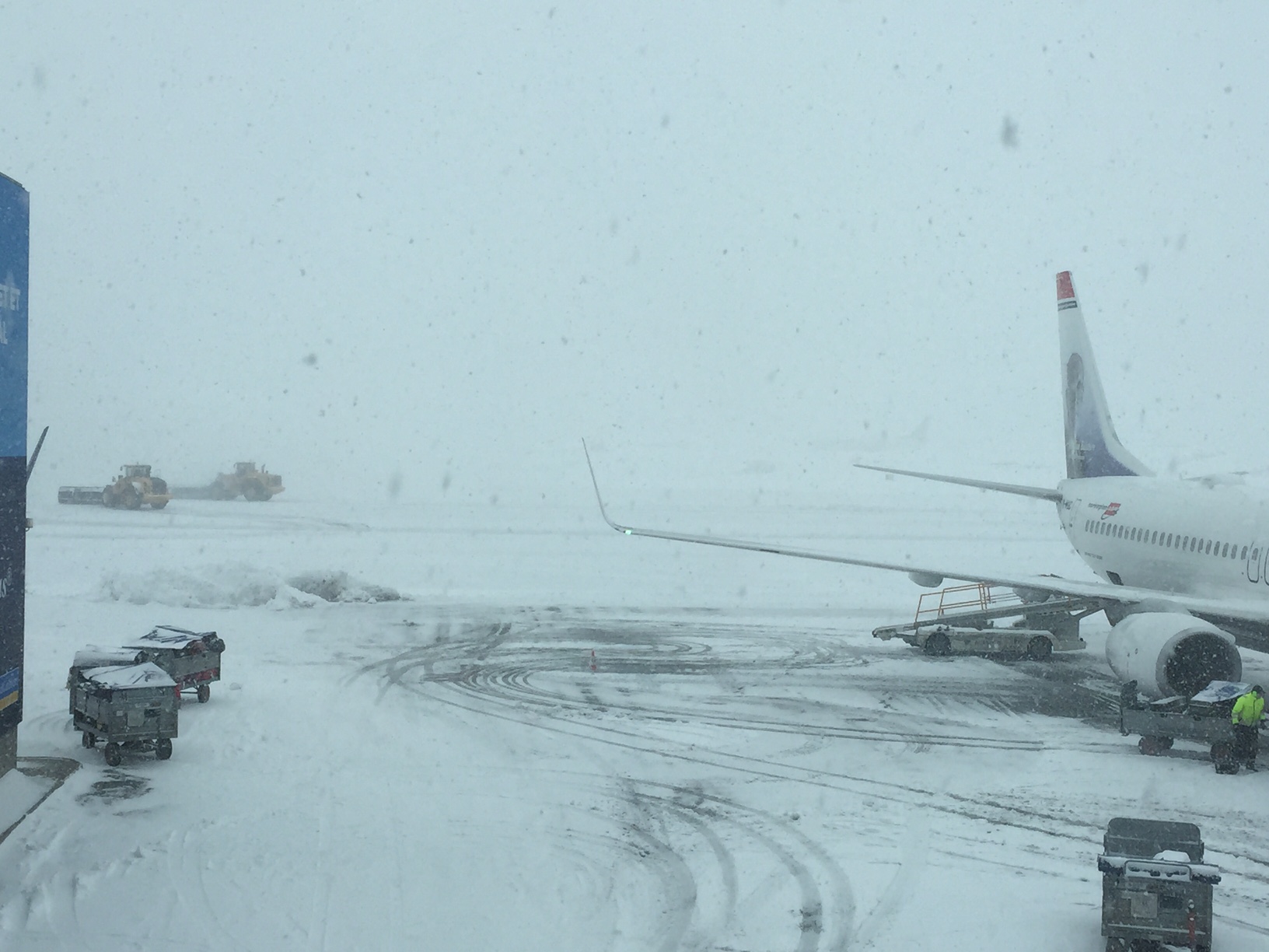 Slik ser det ut på Gardermoen torsdag morgen. Foto Guro Lid/SOL
