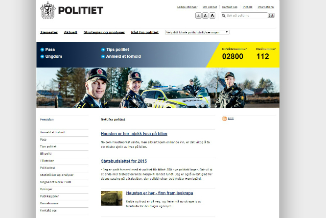 Politiets digitale overhaling skapte furore. (Skjermbilde: Politiet.no)