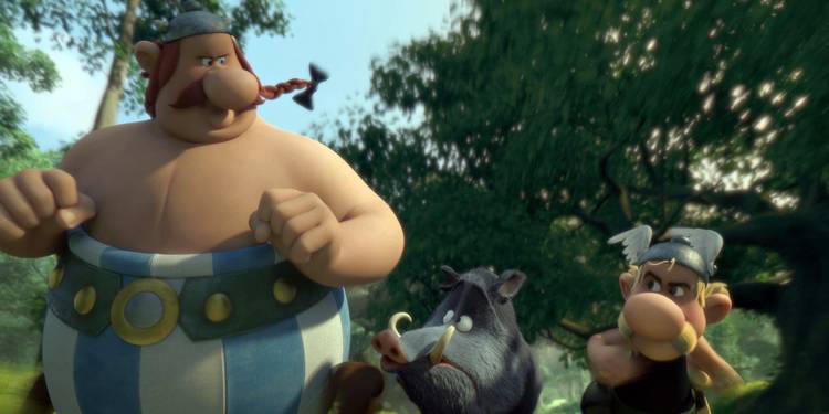 Asterix og Obelix på villsvinjakt i "Asterix: Byplanleggeren". Foto: SF Film