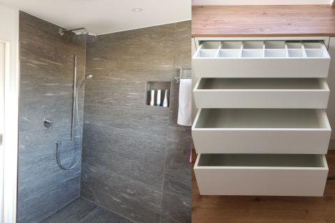Dusche & Garderobenschubladen