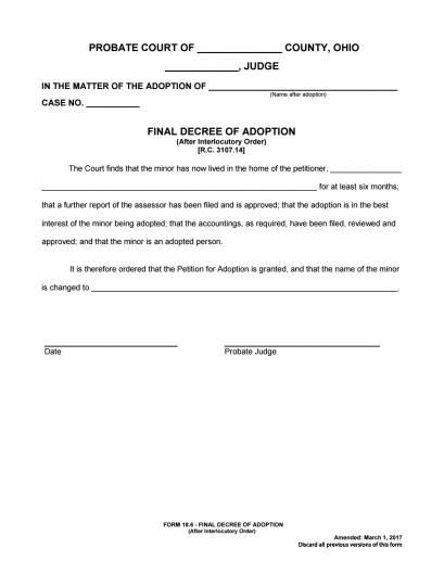 18 6 final decree of adoption after interlocutory order seneca ohio probate form
