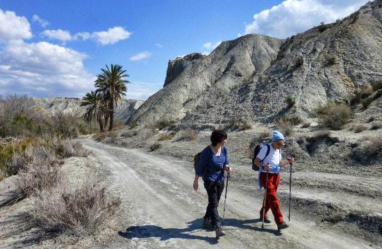 Walking in Almeria Tabernas desert badlands