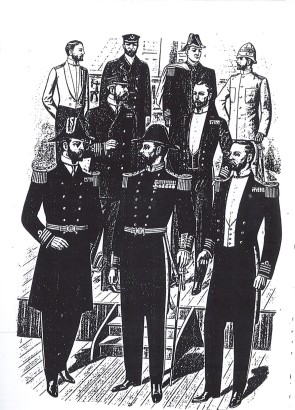 Fashion Plate of men in military uniforms