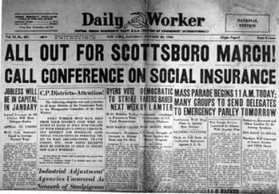 Daily Worker Communist Newspaper calling for Scottsboro March