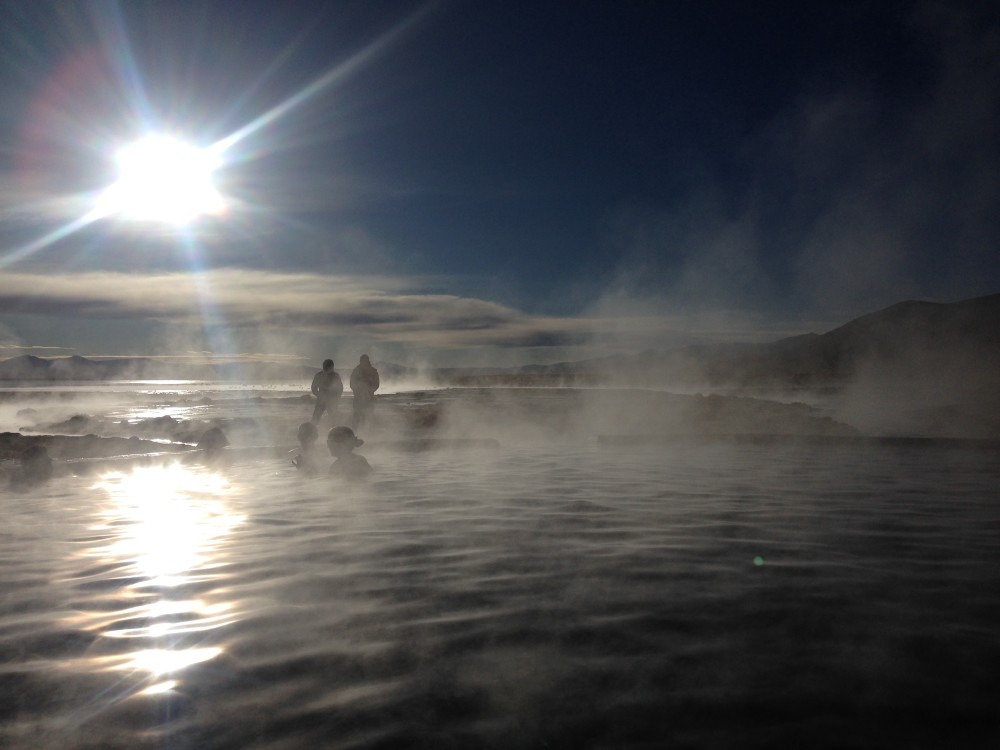 Warming up at the hot springs