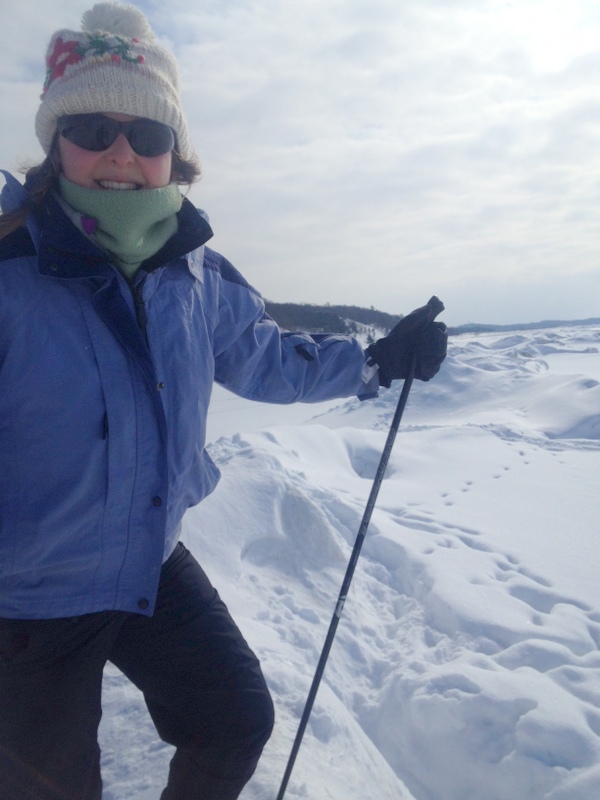 I enjoyed cross country skiing on frozen Lake Michigan.