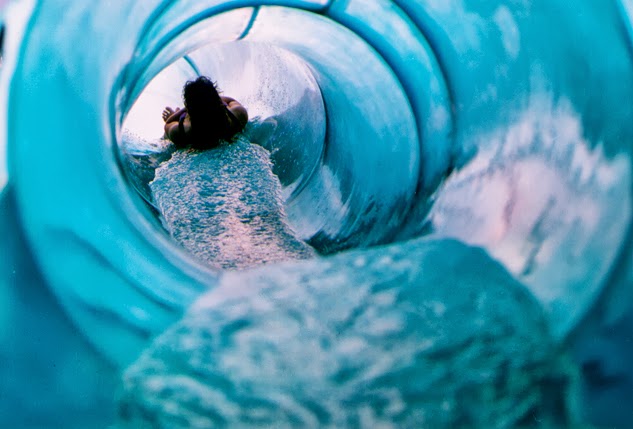 Down a waterslide